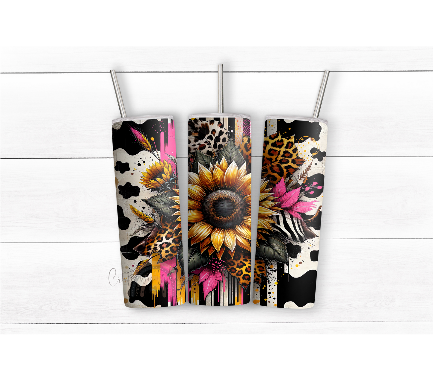 Sunflower and Leopard Print Tumbler