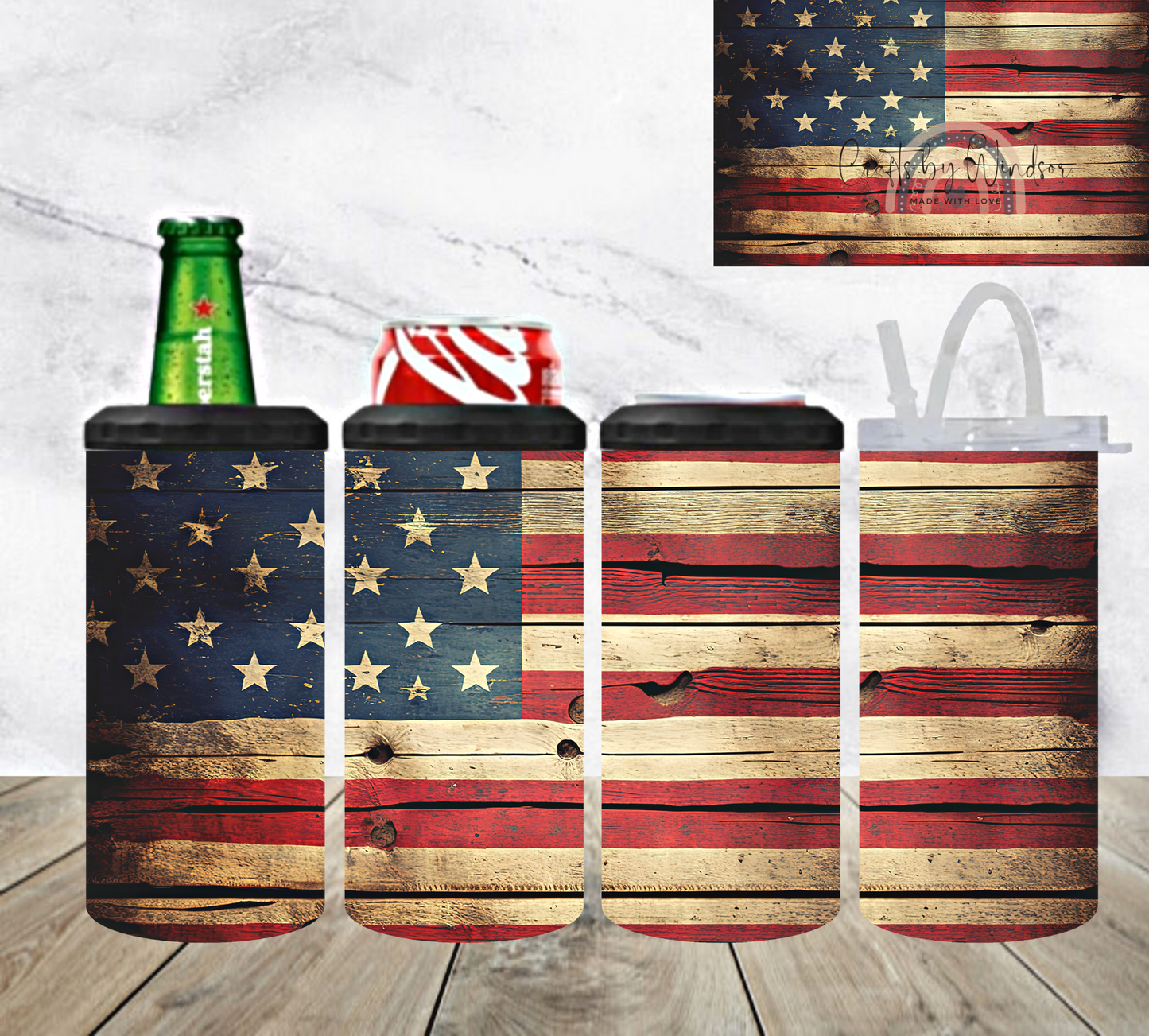 American Flag 4 in 1 Can Cooler