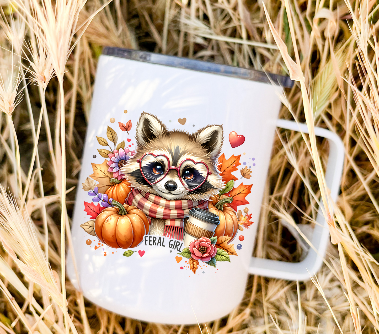 Feral Girl Raccoon Camper Mug