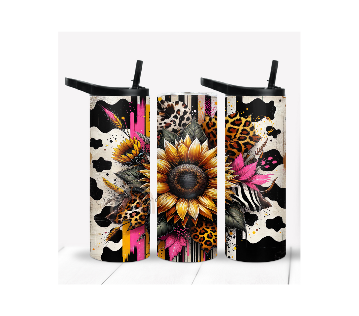 Sunflower and Leopard Print Tumbler