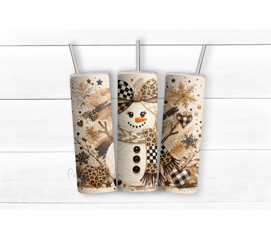 Leopard Snowman Winter 20oz Tumbler, Checkered Christmas Drinkware
