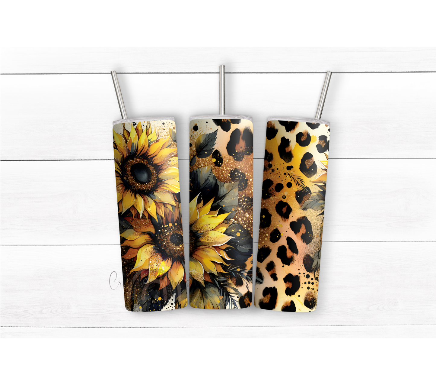 Sunflower and Leopard Print Tumbler