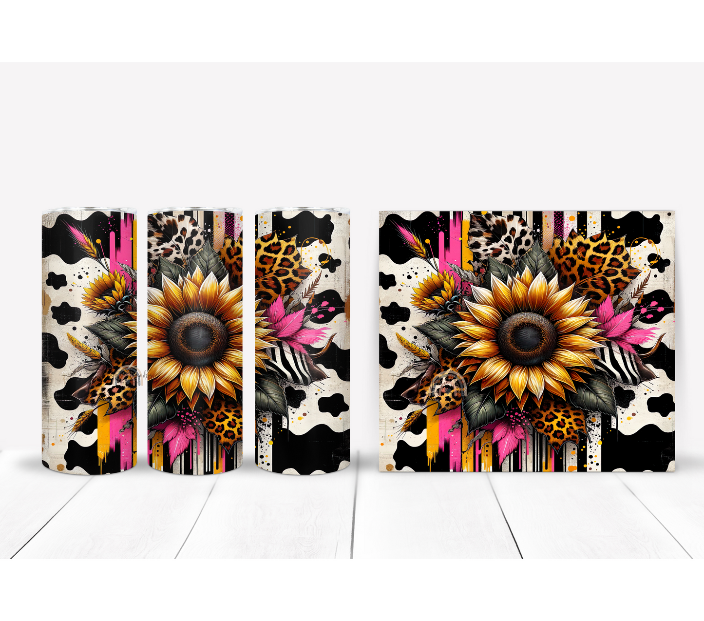 Sunflower and Leopard Print Tumbler