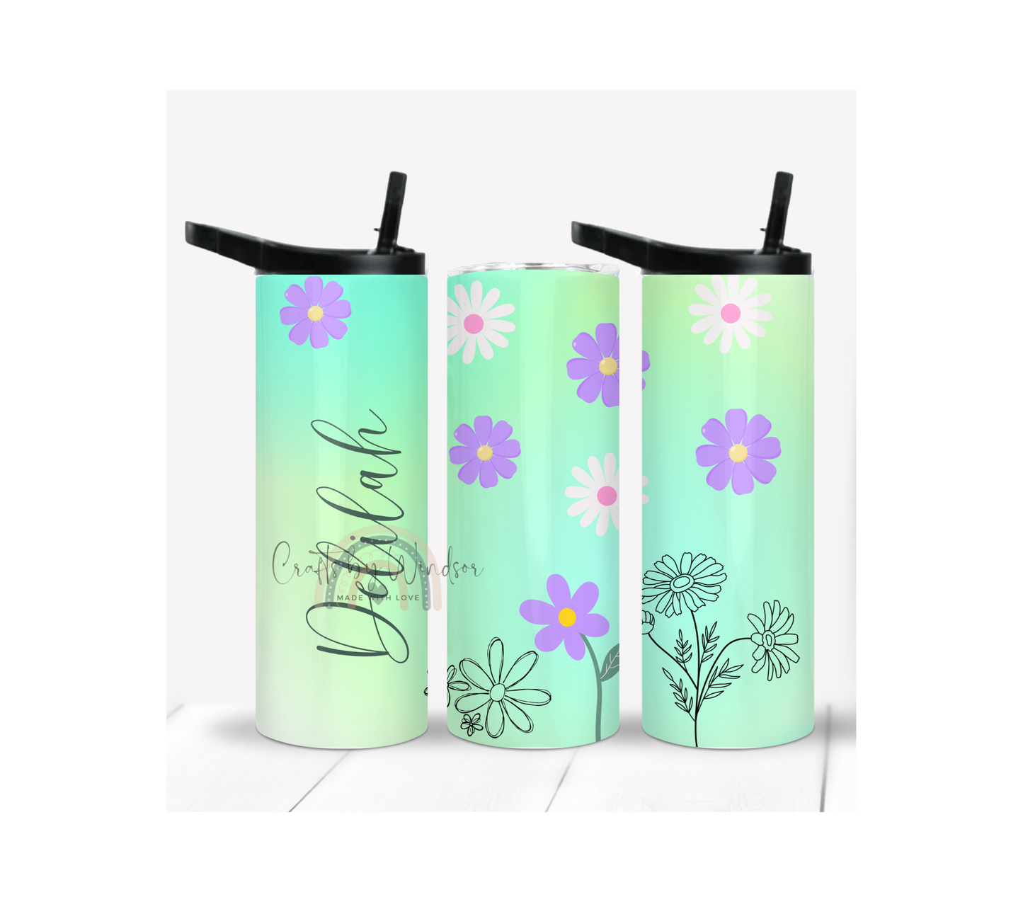 Wild Flower and Daisy Personalized Tumbler