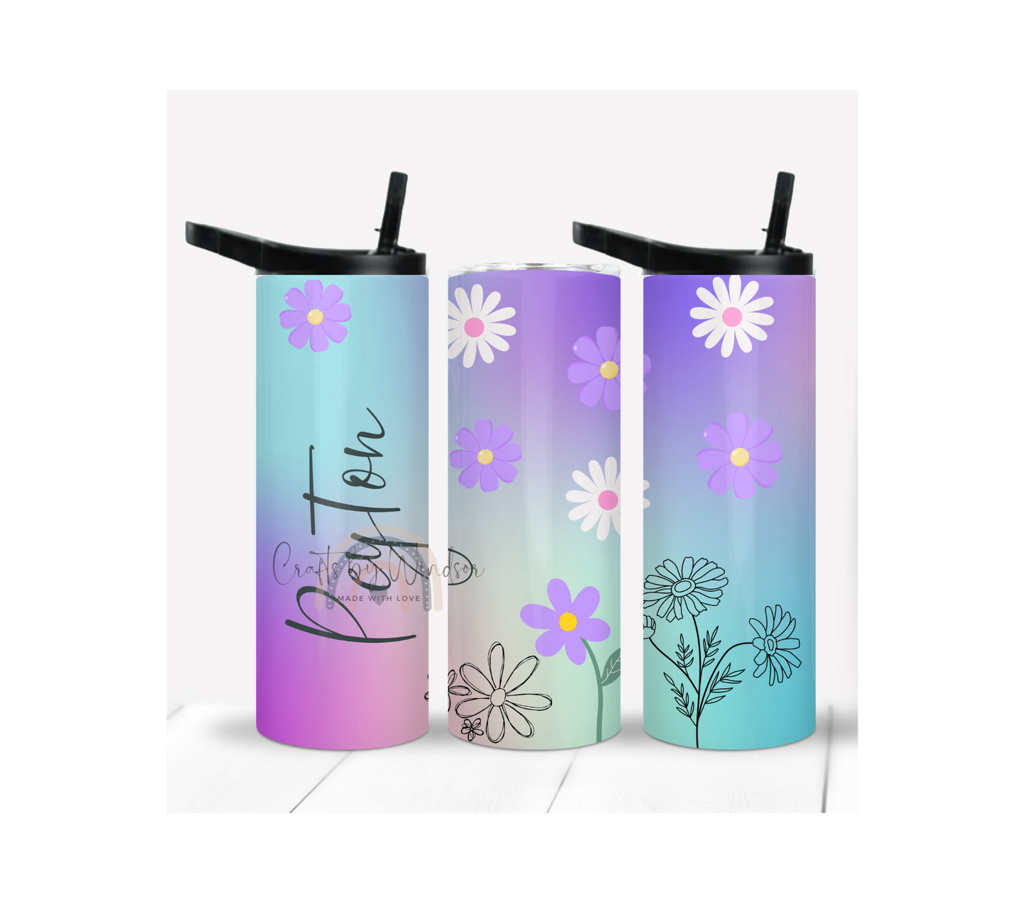 Wild Flower and Daisy Personalized Tumbler