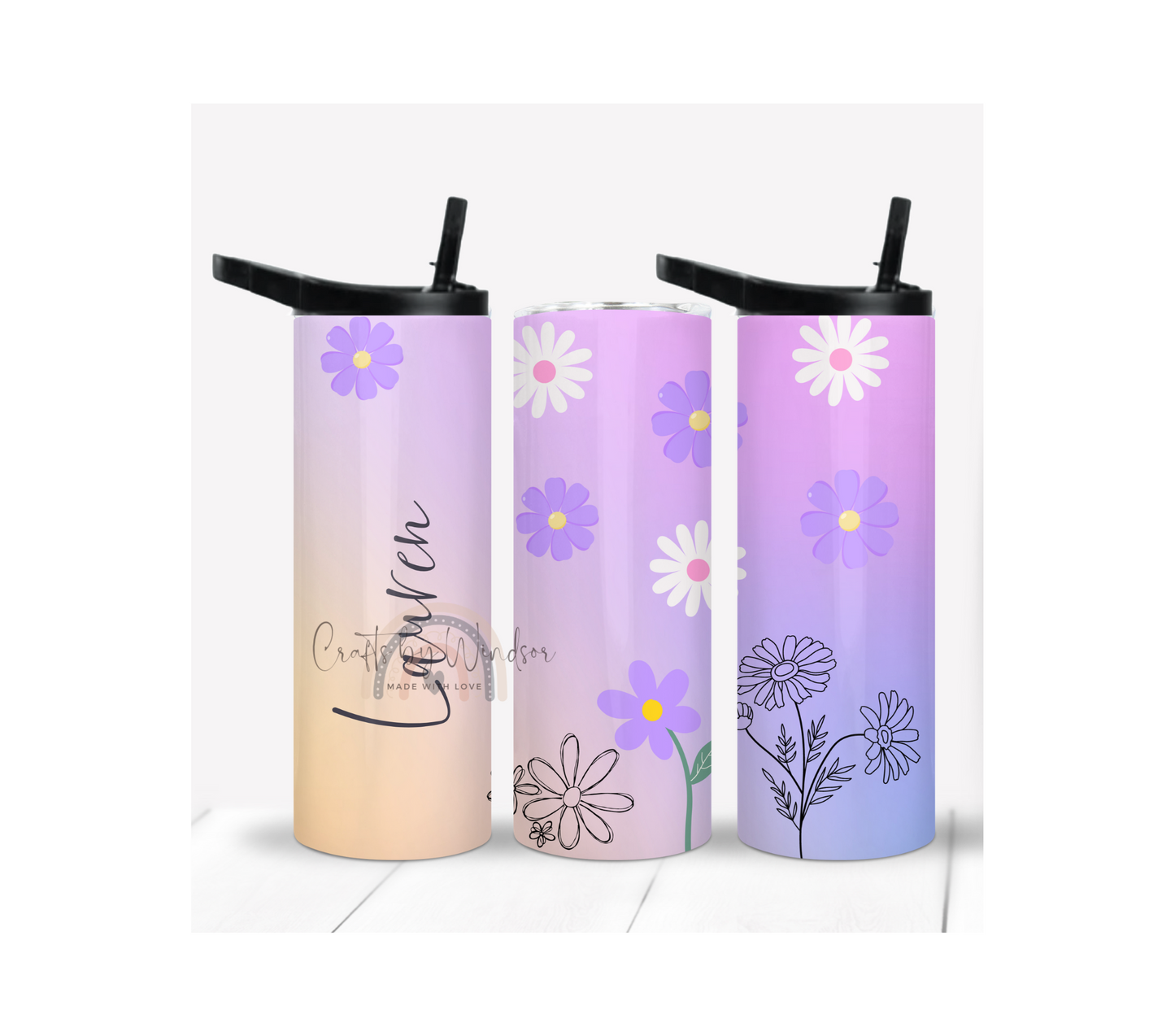 Wild Flower and Daisy Personalized Tumbler