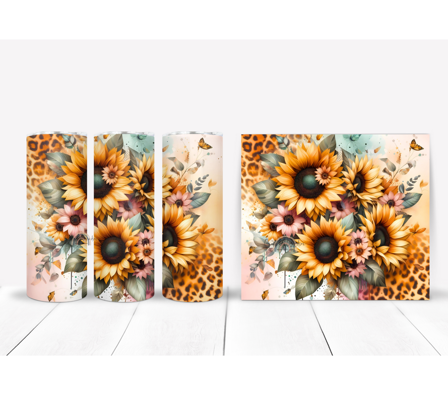 Sunflower and Cheetah Tumbler