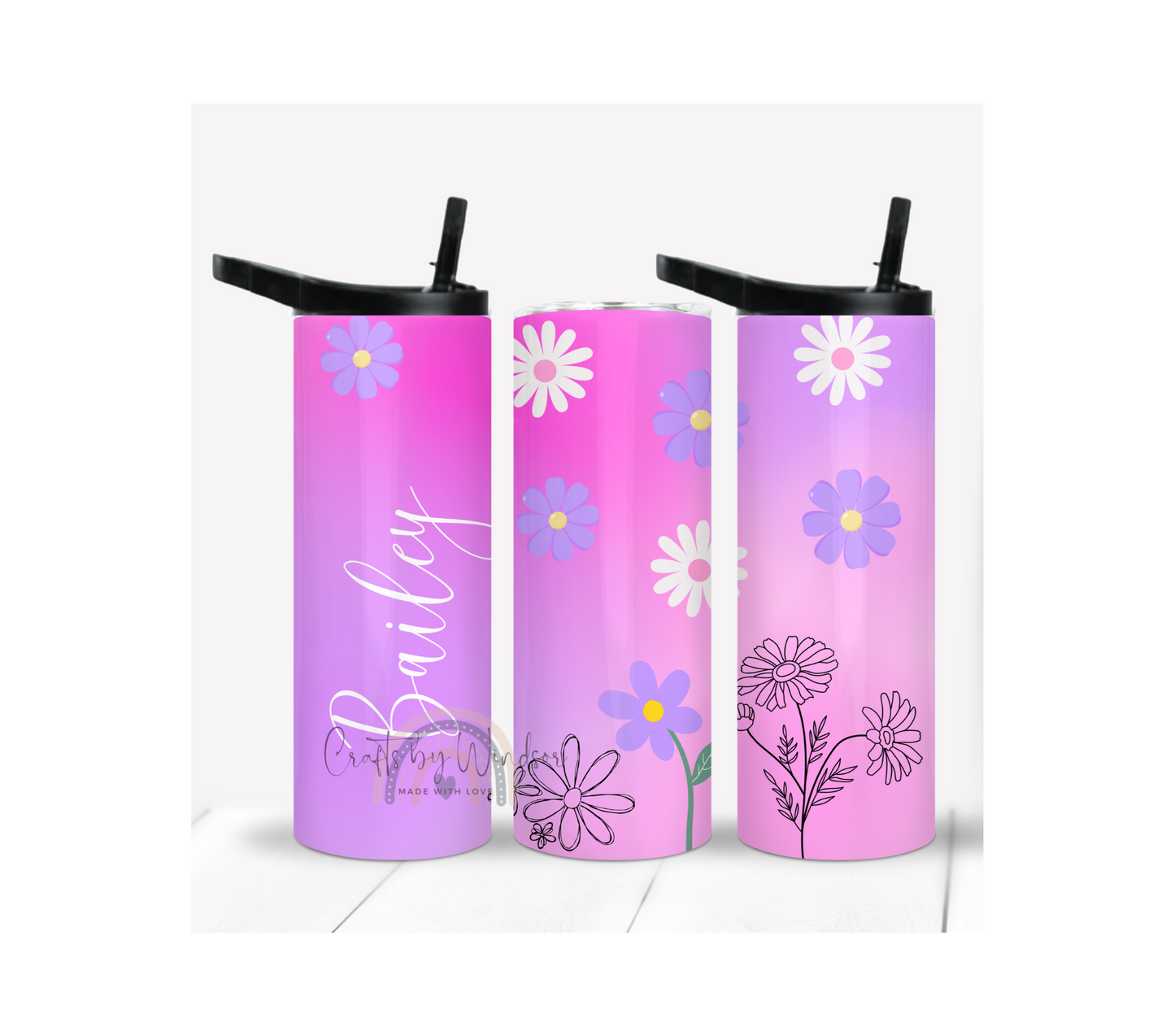 Wild Flower and Daisy Personalized Tumbler