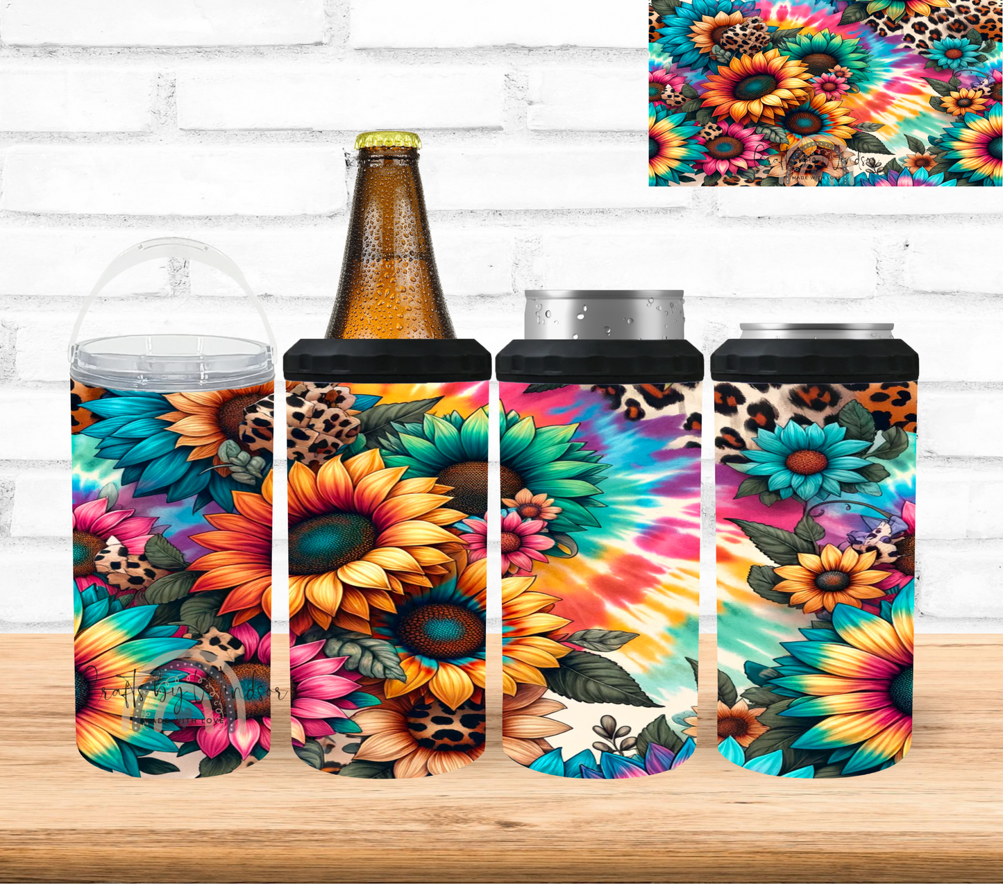 Colorful Sunflower 4 in 1 Can Cooler