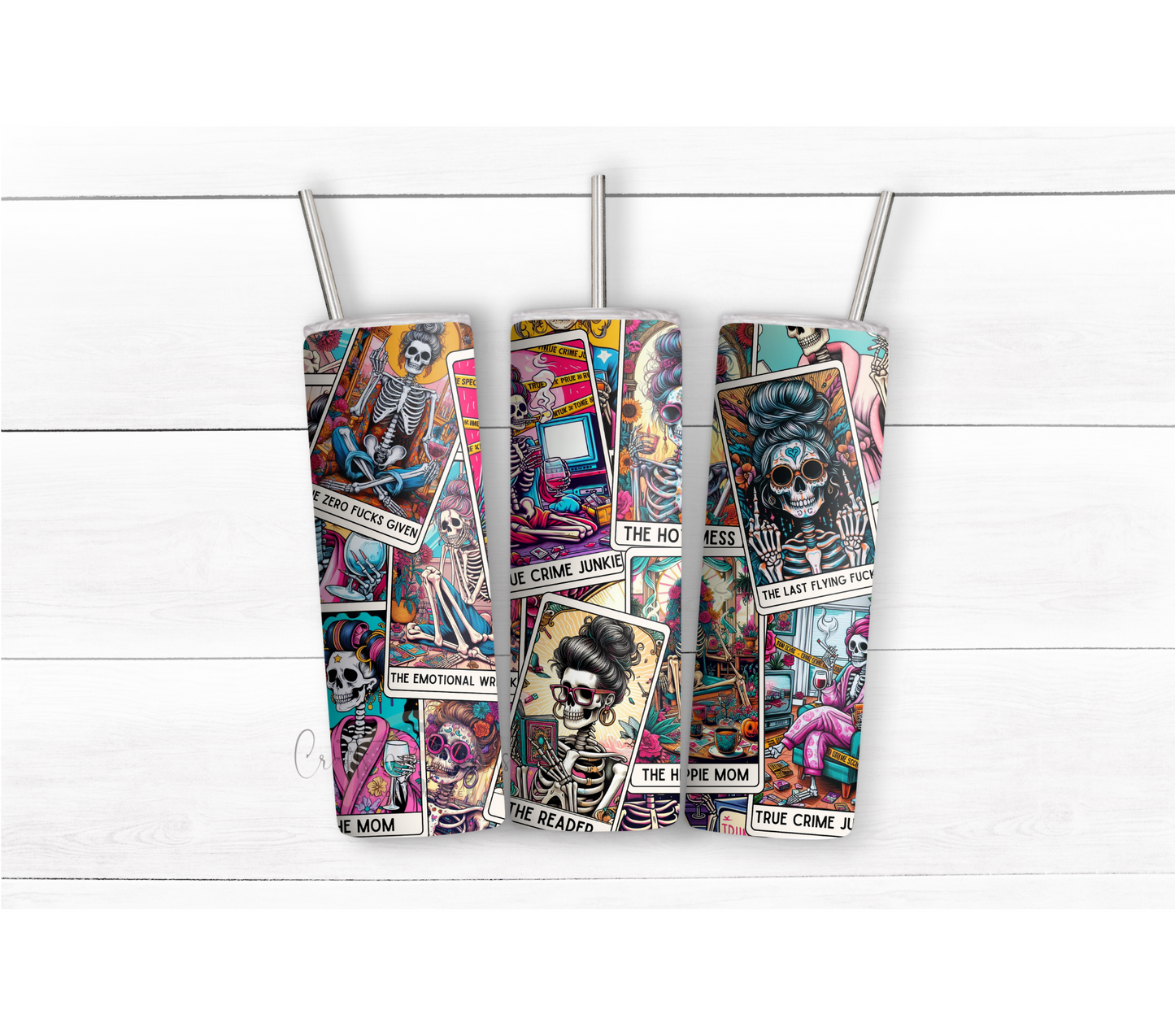 Skeleton Mom Tarot Cards Tumbler