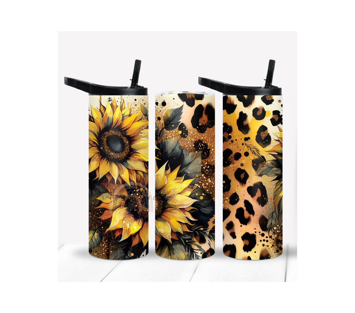 Sunflower and Leopard Print Tumbler