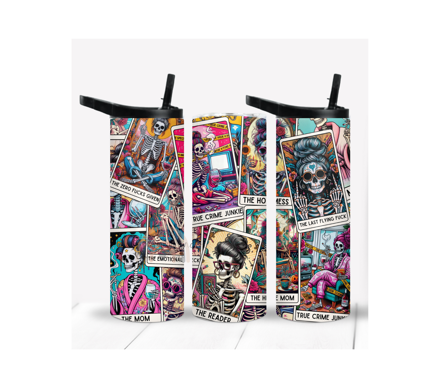 Skeleton Mom Tarot Cards Tumbler