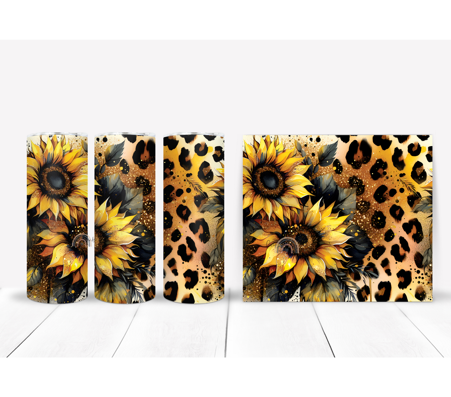 Sunflower and Leopard Print Tumbler