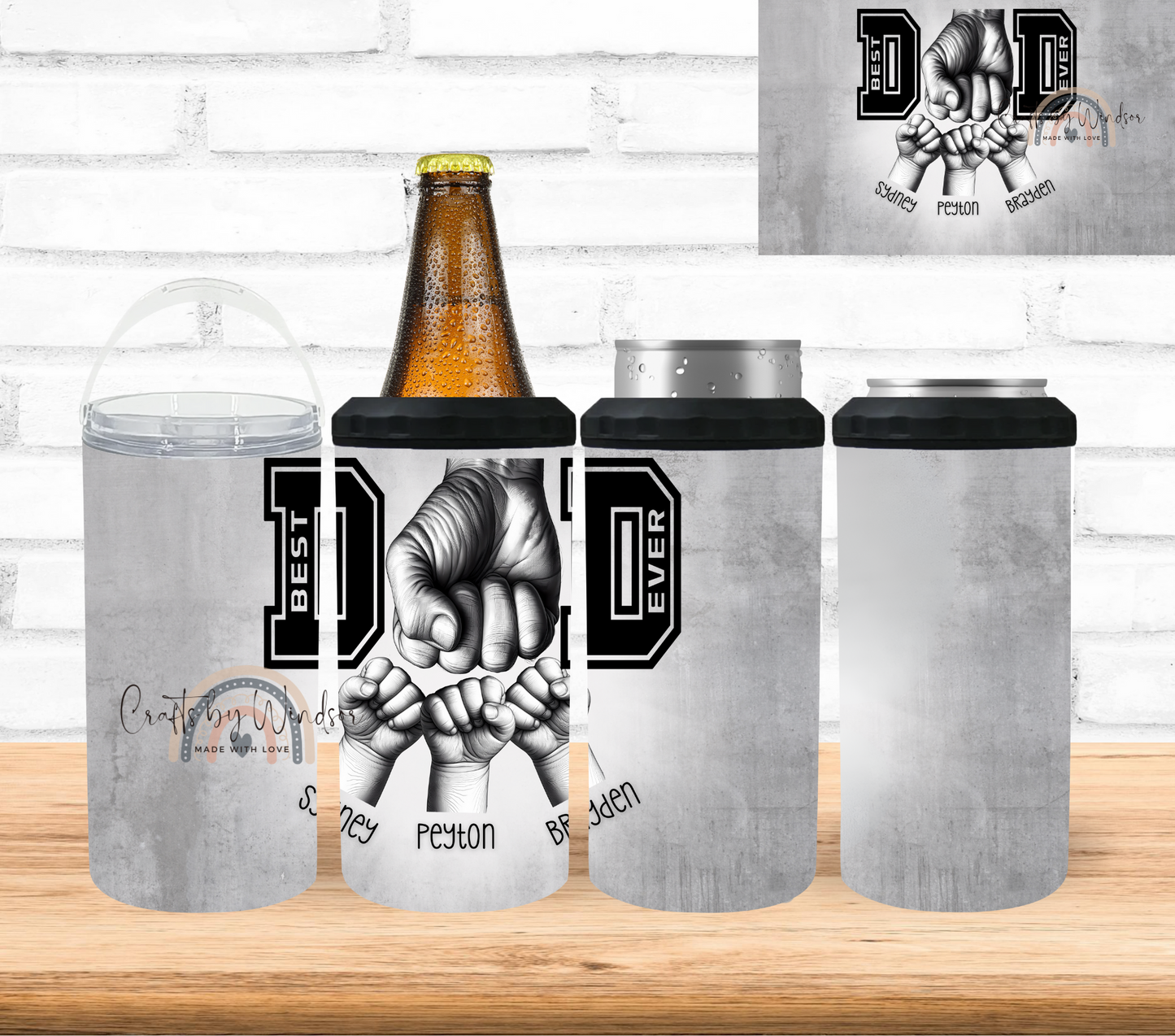 Best Dad Ever Fist Bump Personalized 4 in 1 Can Cooler