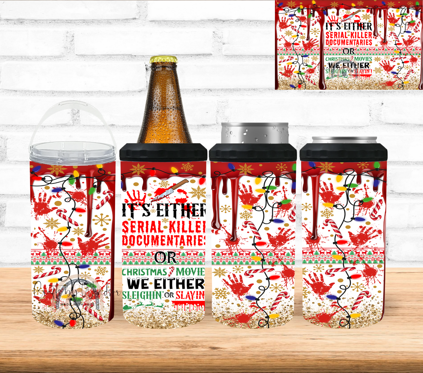 Serial Killer Movies or Christmas Movies 4 in 1 Can Cooler