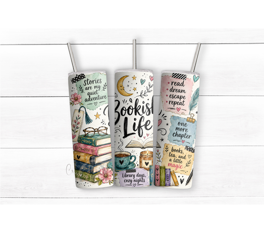 Book Lover 20oz Duo Lid Tumbler | Books, Brews & Better Moods Reading Cup