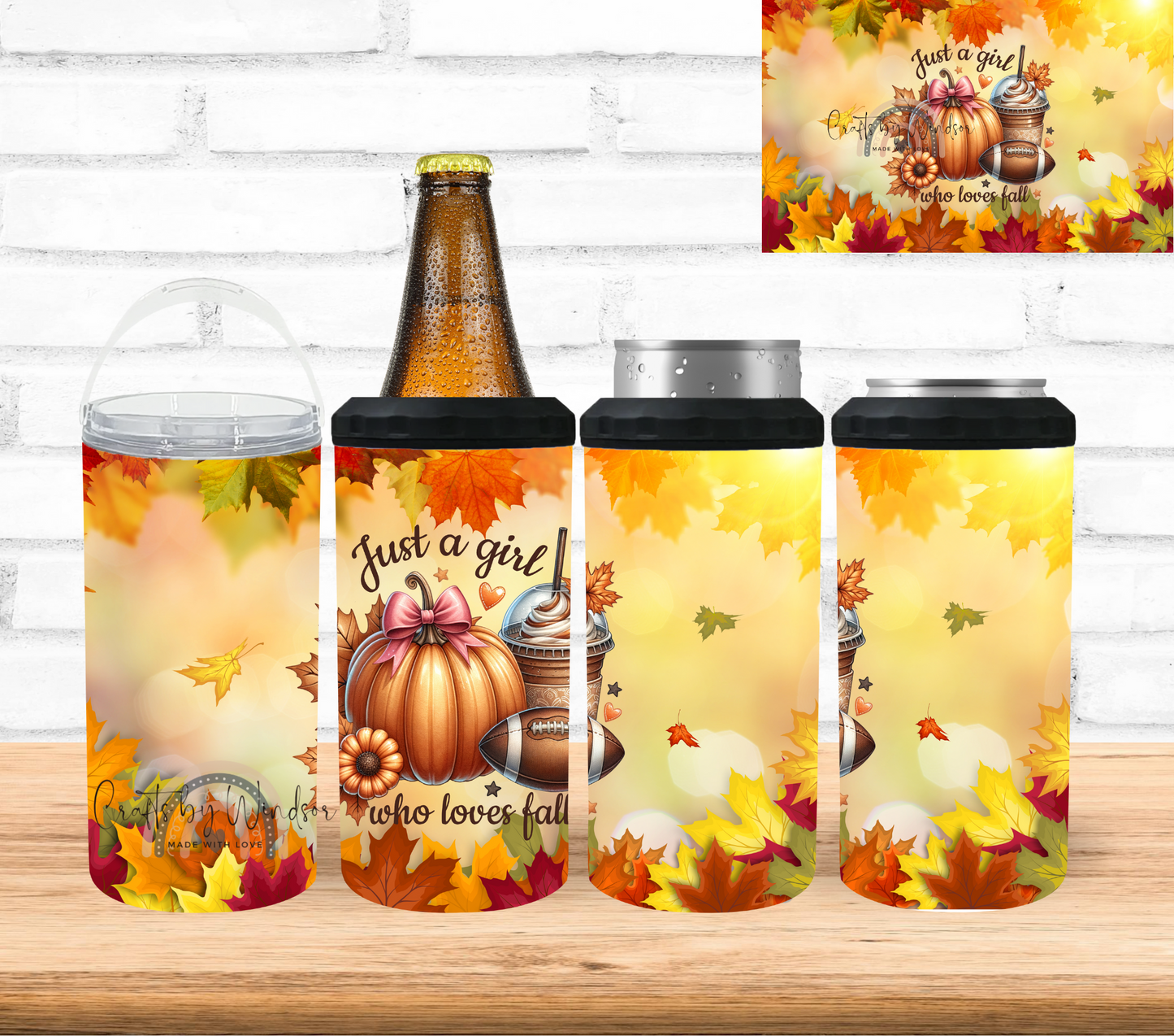 Just a Girl That Loves Fall 4 in 1 Can Cooler
