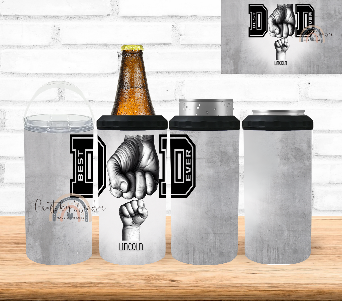 Best Dad Ever Fist Bump Personalized 4 in 1 Can Cooler
