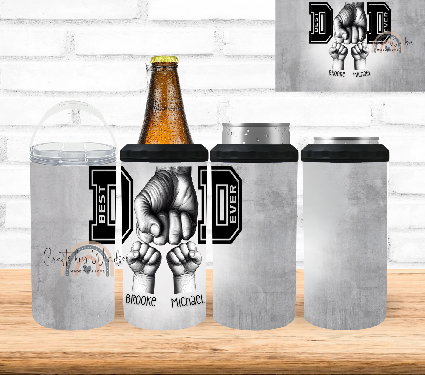Best Dad Ever Fist Bump Personalized 4 in 1 Can Cooler
