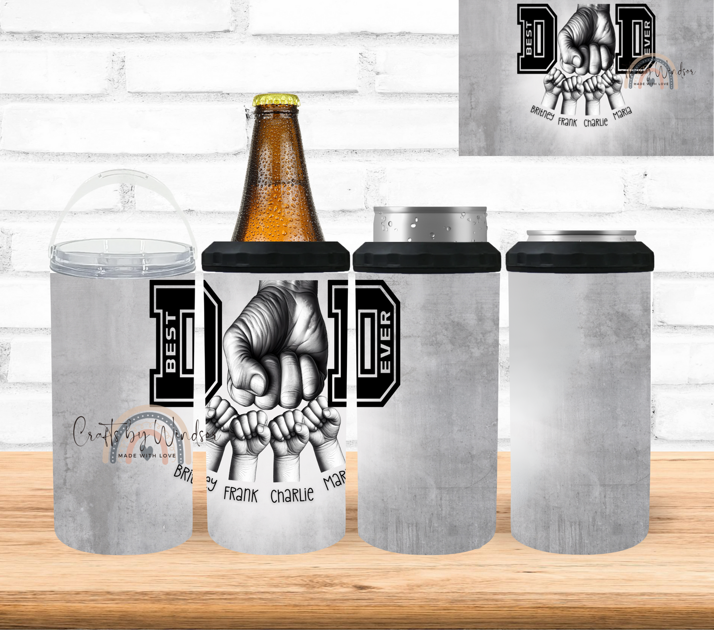 Best Dad Ever Fist Bump Personalized 4 in 1 Can Cooler