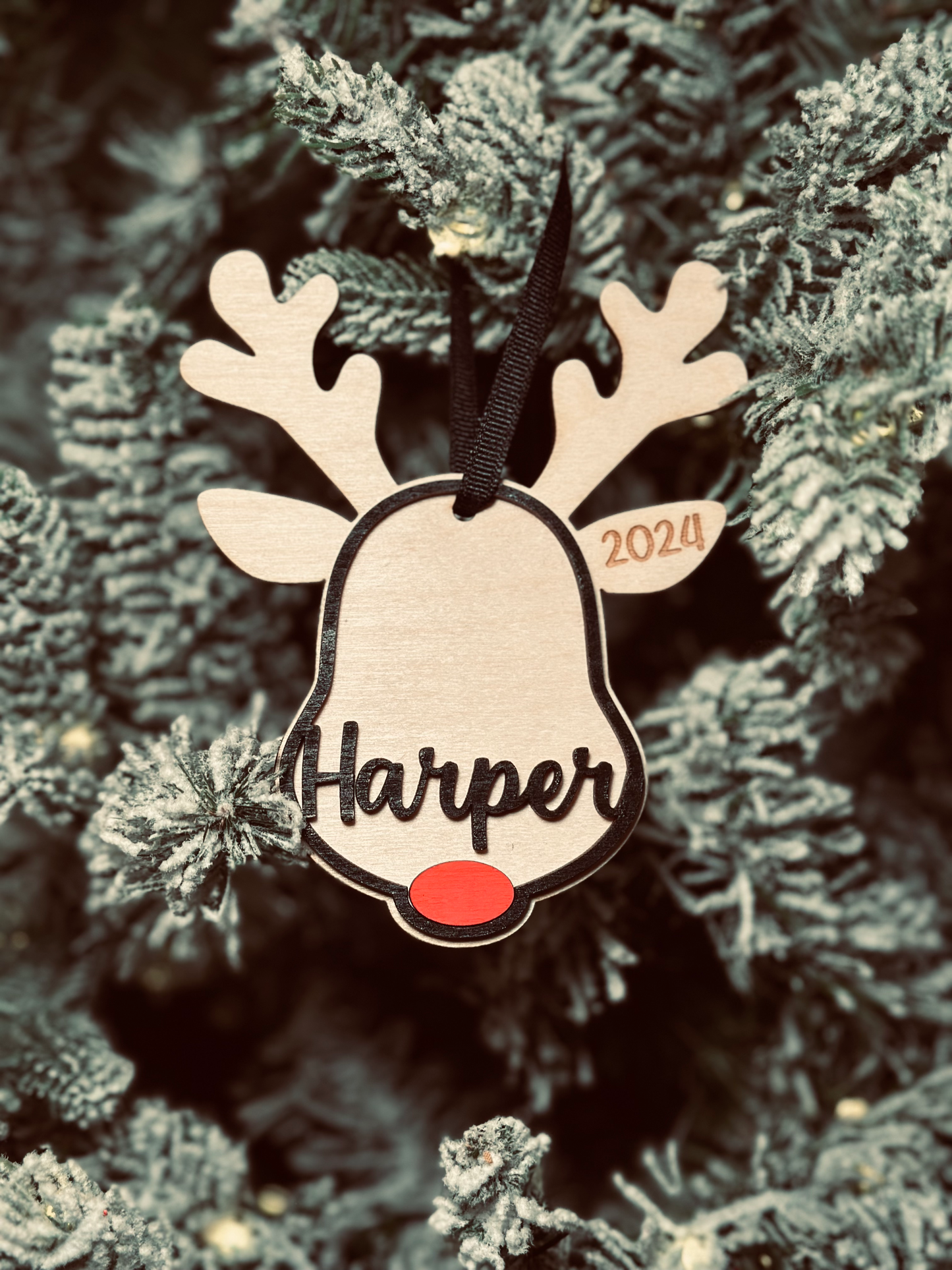 Personalized Reindeer Ornament or Stocking Name Tag
