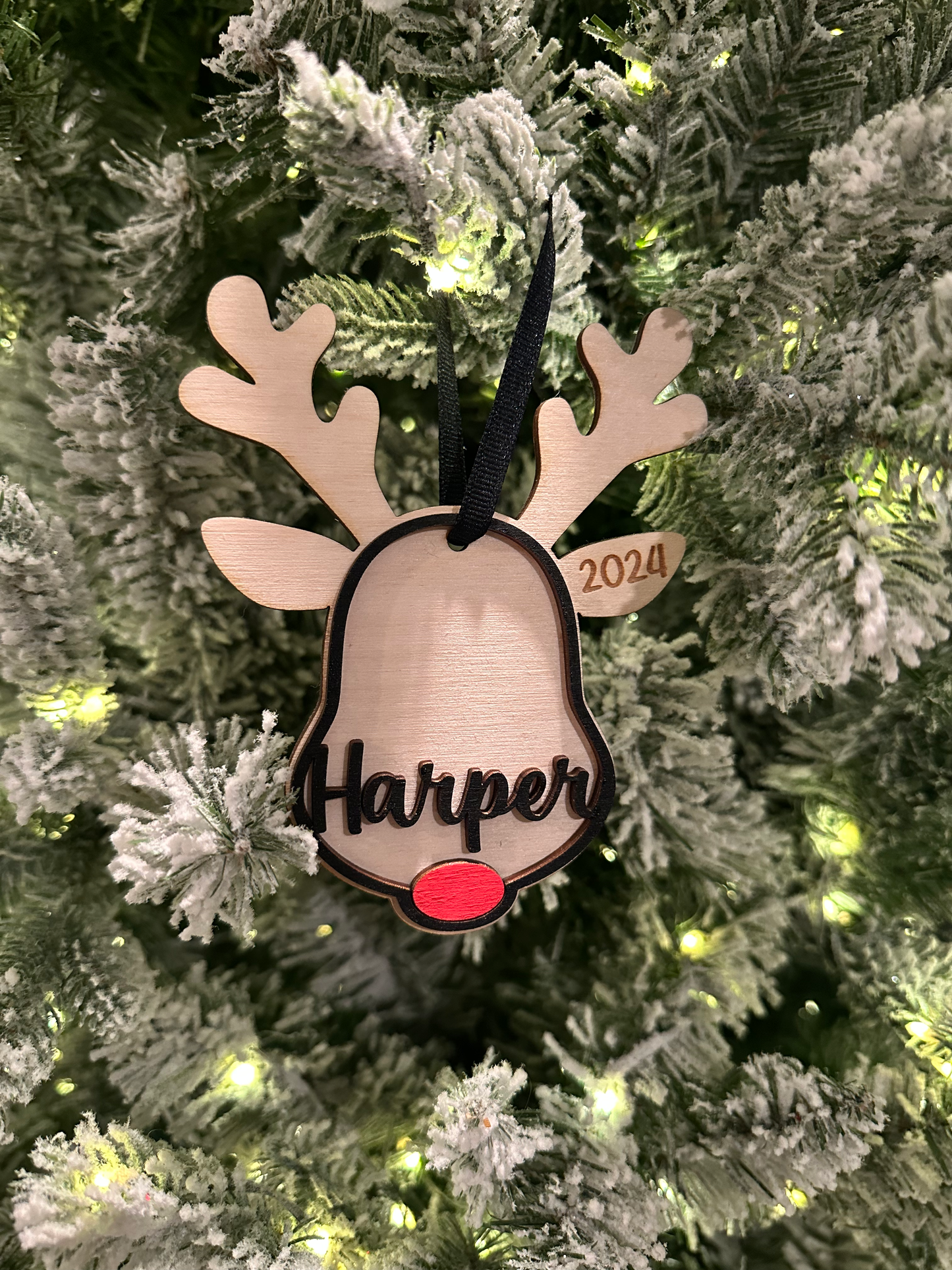 Personalized Reindeer Ornament or Stocking Name Tag