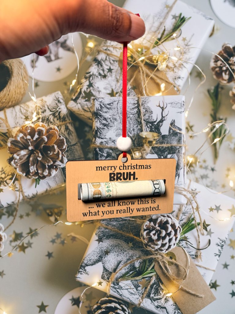 Merry Christmas "Bruh" Money Ornament