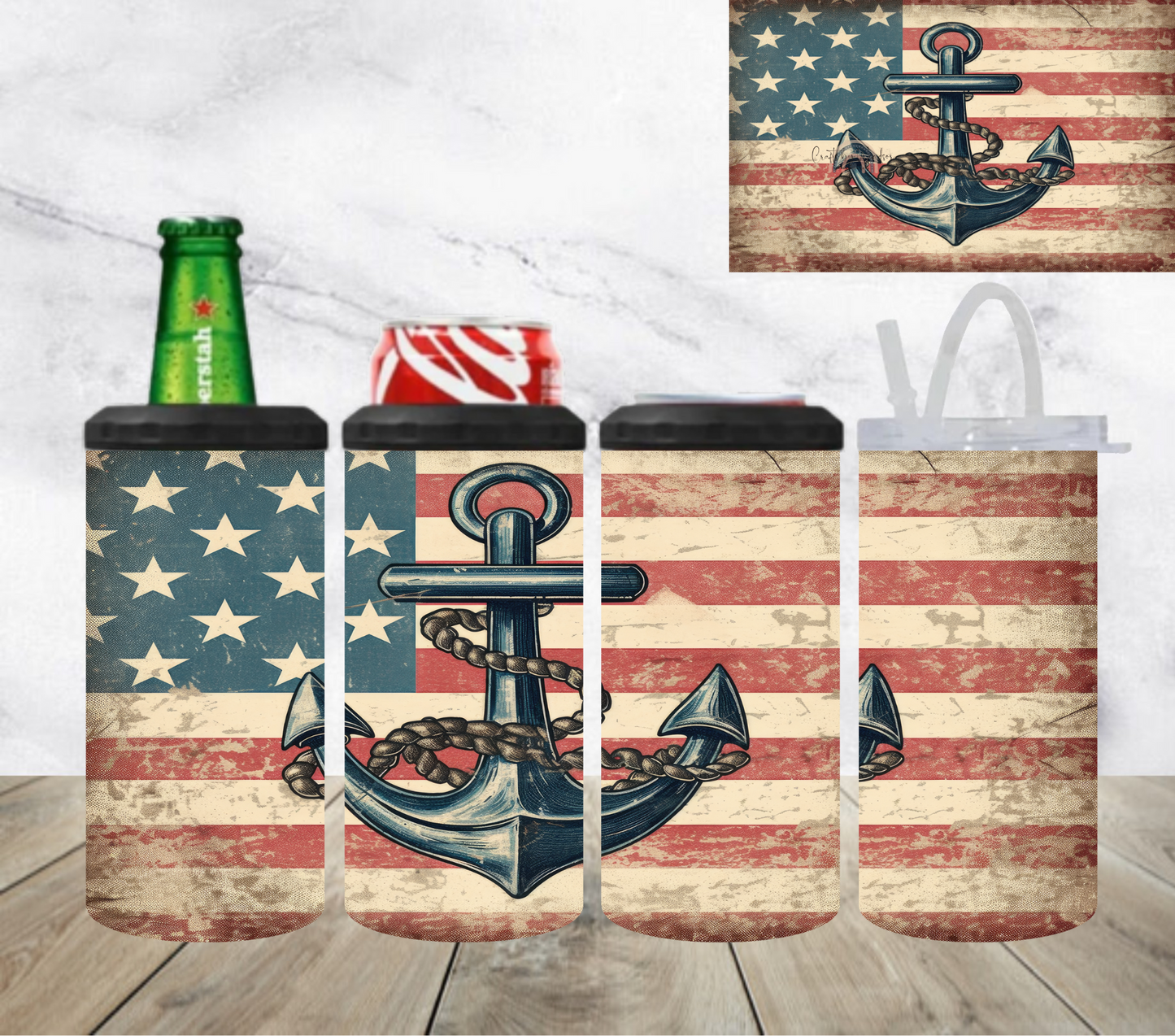 American Flag w/ Anchor 4 in 1