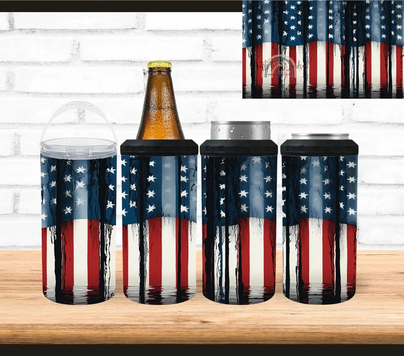 American Flag 4 in 1 Can Cooler