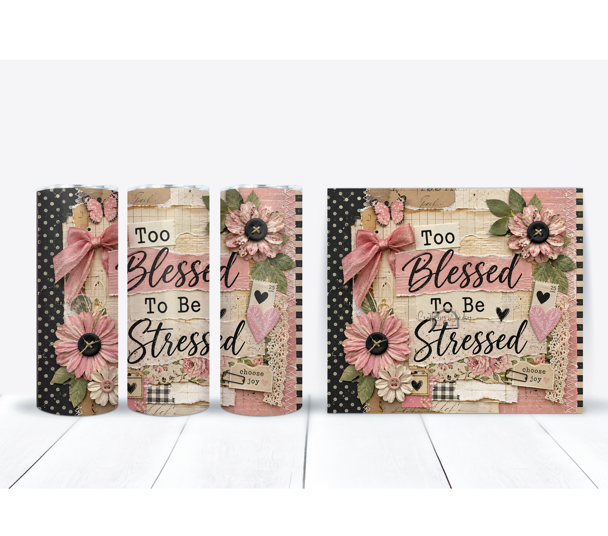 Too Blessed to Be Stressed 20 oz Duo-Lid Tumbler