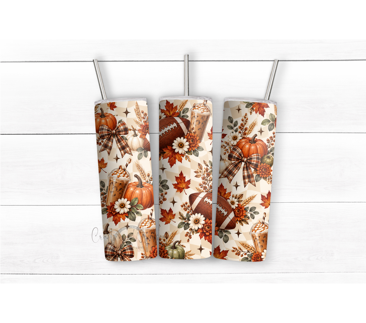 Fall Football Pumpkin 20oz Duo Lid Tumbler | Cozy Autumn Coffee Cup