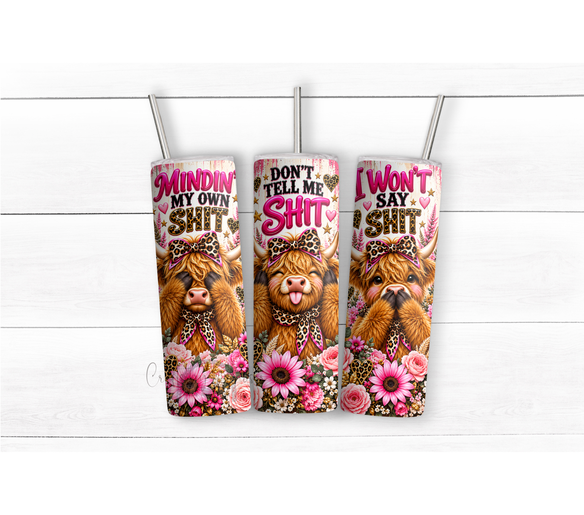 Sassy Highland Cow 20 oz Duo Lid Tumbler | Pink Leopard Western Cowgirl Cup
