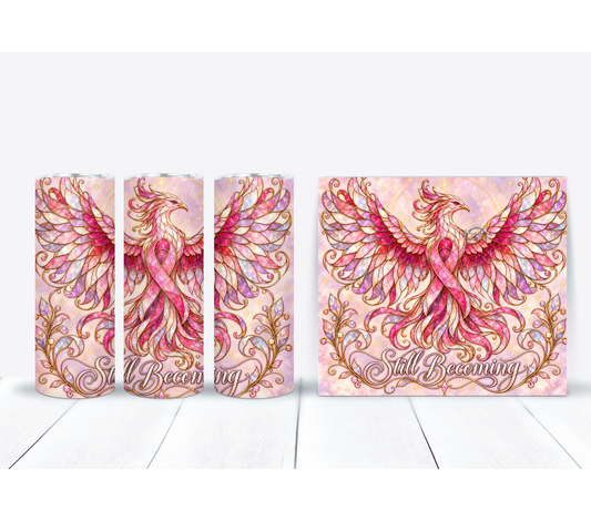 Pink Phoenix Breast Cancer Awareness 20 oz Duo Lid Tumbler | Still Becoming Inspirational Gift