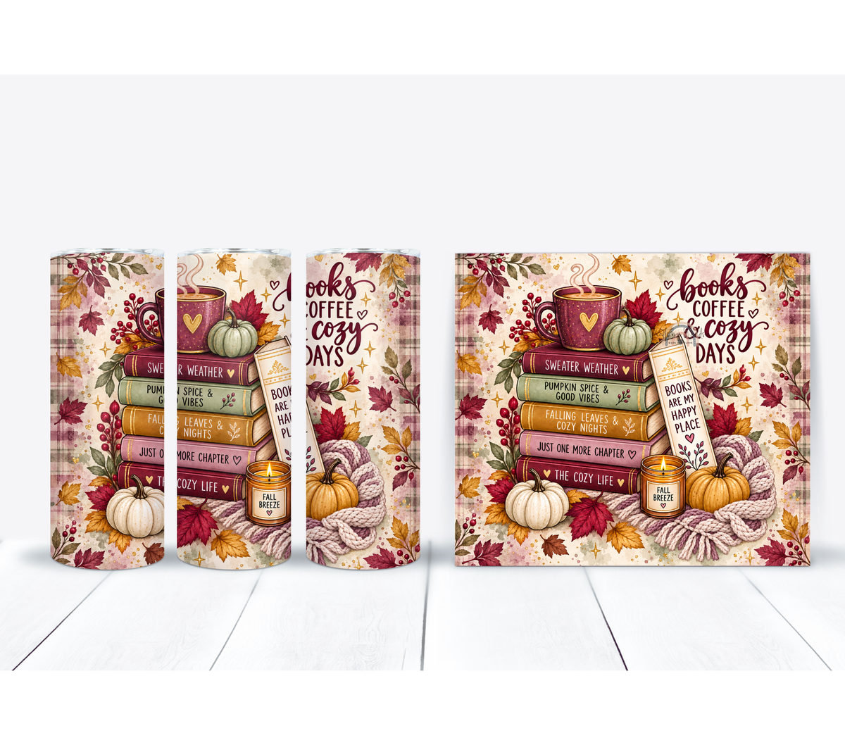Fall Book Lover 20oz Tumbler | Books Coffee & Cozy Days