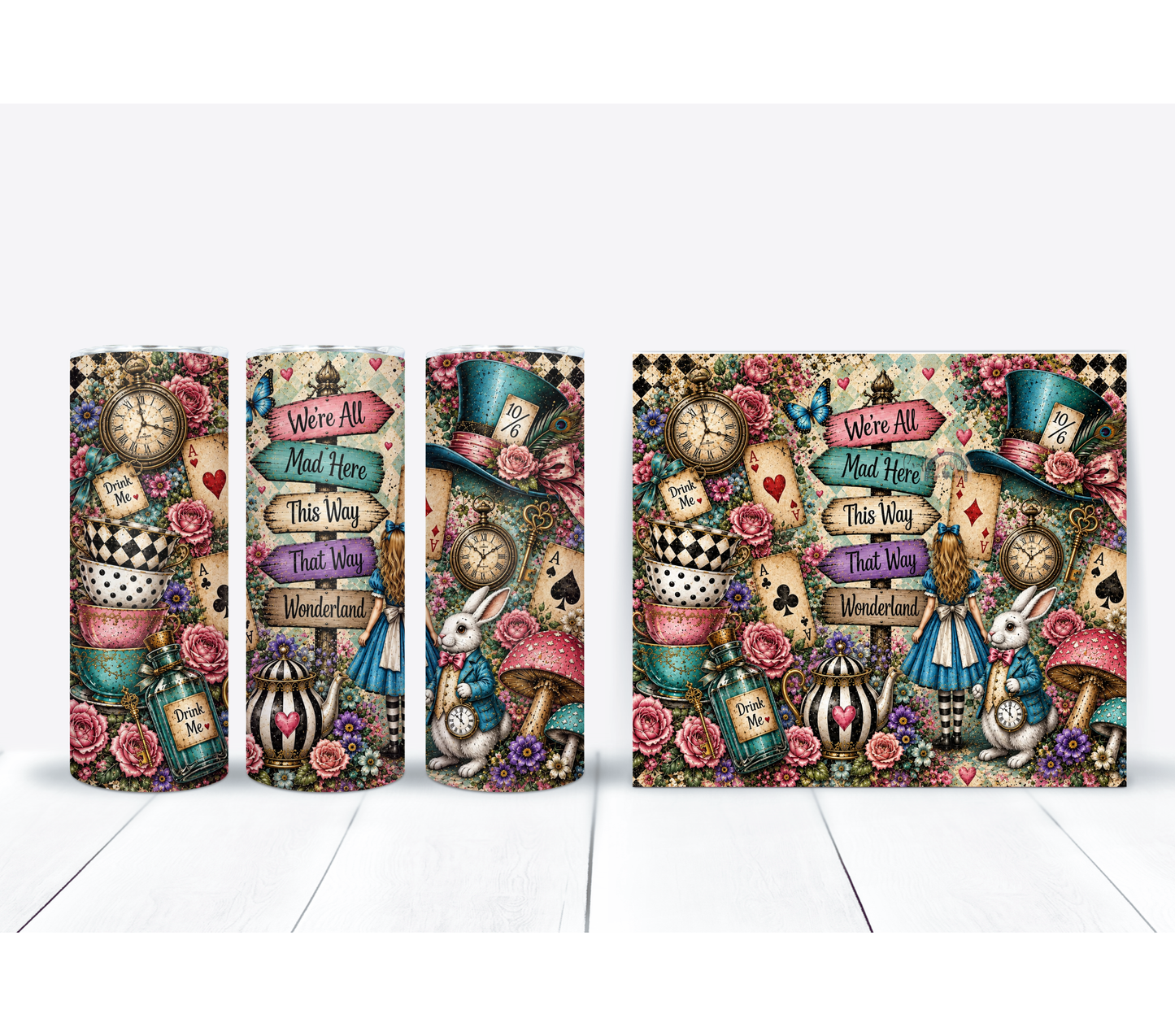 Whimsical Tea Party 20oz Duo Lid Tumbler | Vintage Storybook Floral Cup