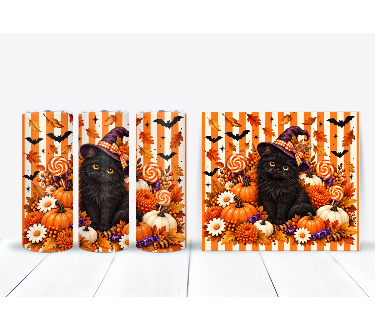Halloween Black Cat Witch 20 oz Duo Lid Tumbler
