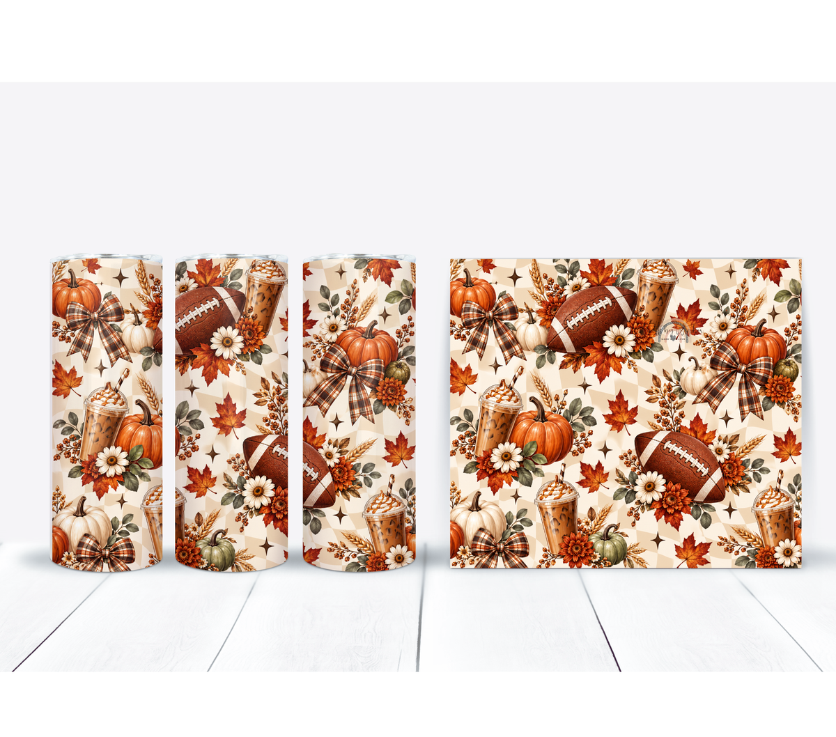 Fall Football Pumpkin 20oz Duo Lid Tumbler | Cozy Autumn Coffee Cup