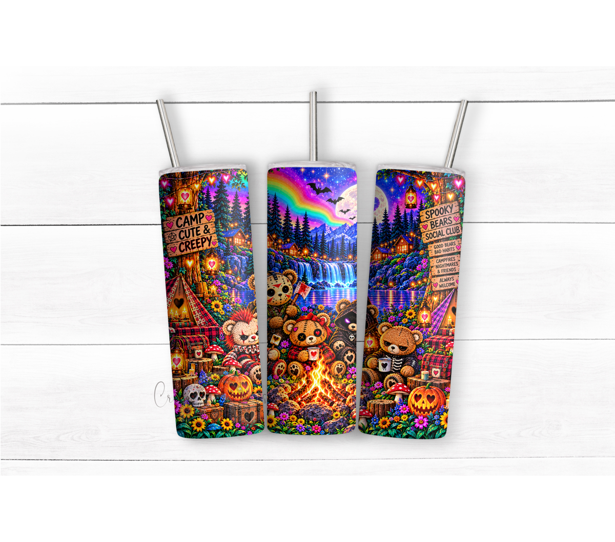 Spooky Camp 20oz Duo Lid Tumbler | Creepy Cute Bear Halloween Design
