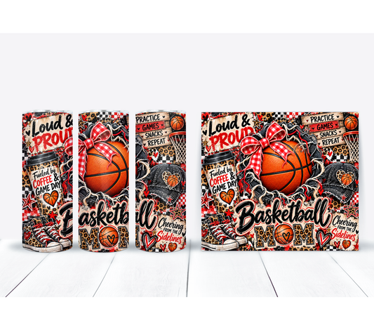 Basketball Mom 20oz Duo Lid Tumbler | Leopard Print Game Day Cup