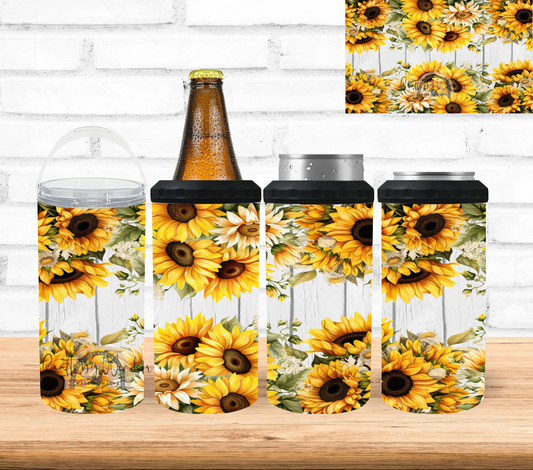 Rustic Sunflower 4 in 1 Can Cooler