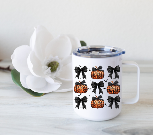 Halloween Black Coquette Bows and Pumpkins Mug