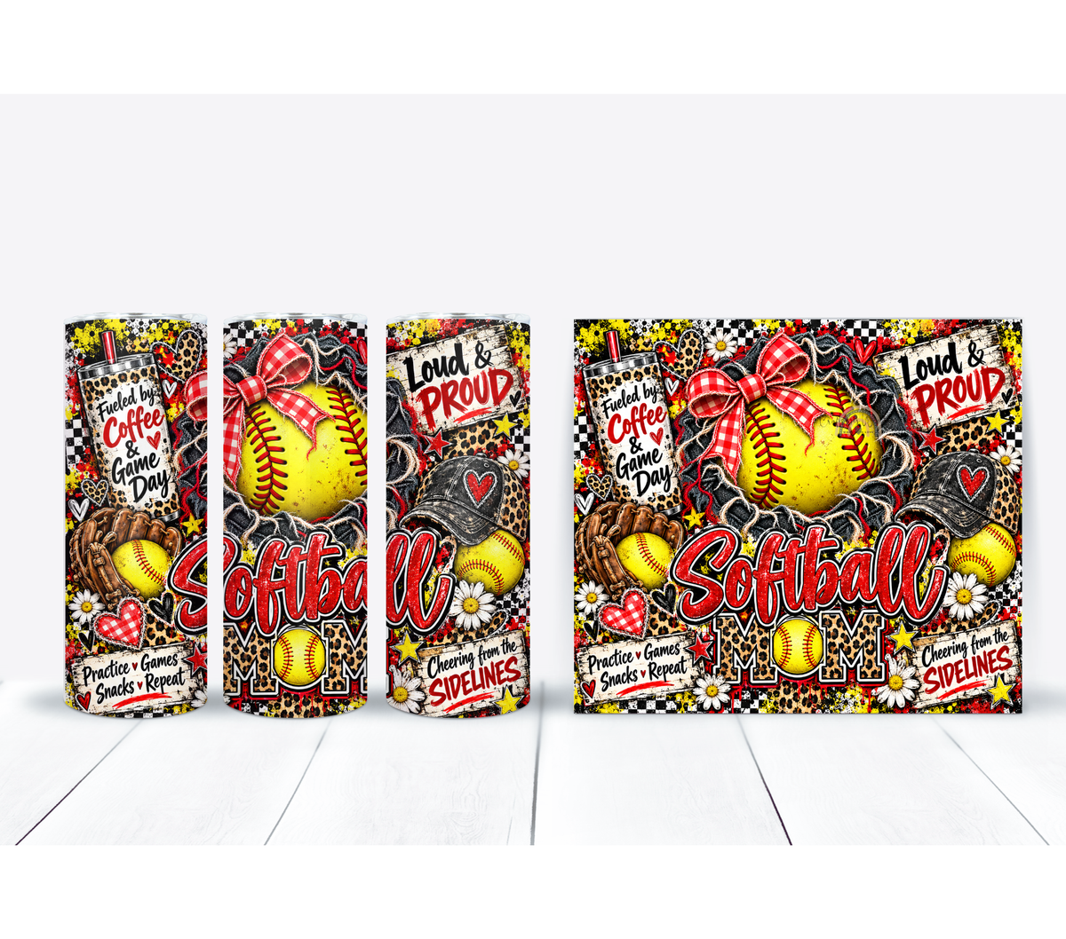 Softball Mom 20oz Duo Lid Tumbler | Leopard Print Game Day Cup