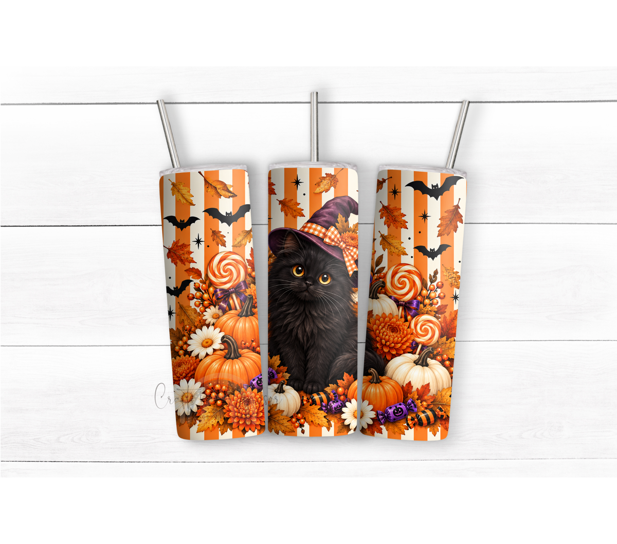 Halloween Black Cat Witch 20 oz Duo Lid Tumbler