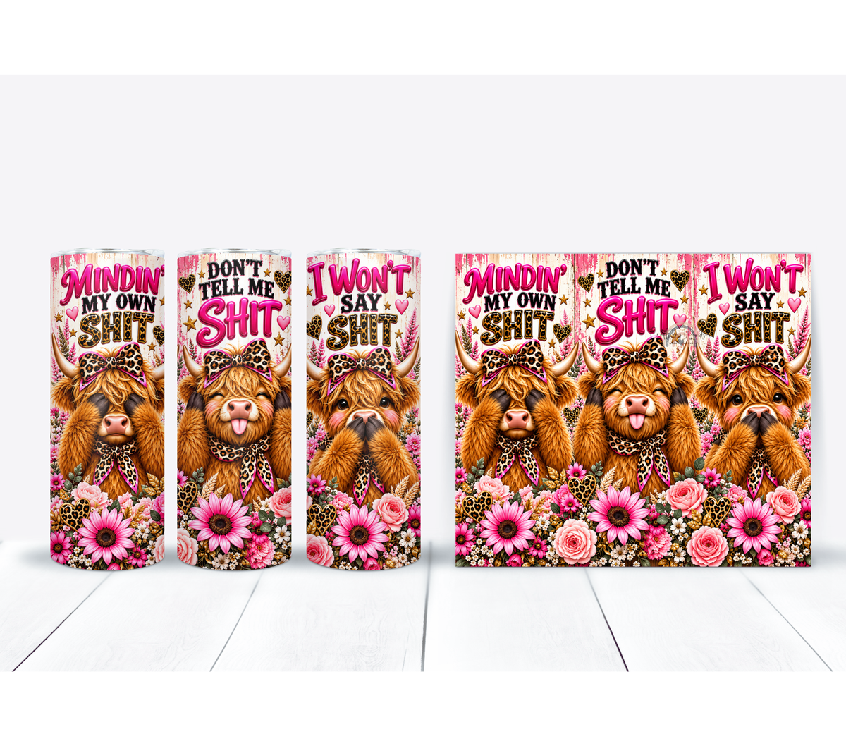 Sassy Highland Cow 20 oz Duo Lid Tumbler | Pink Leopard Western Cowgirl Cup
