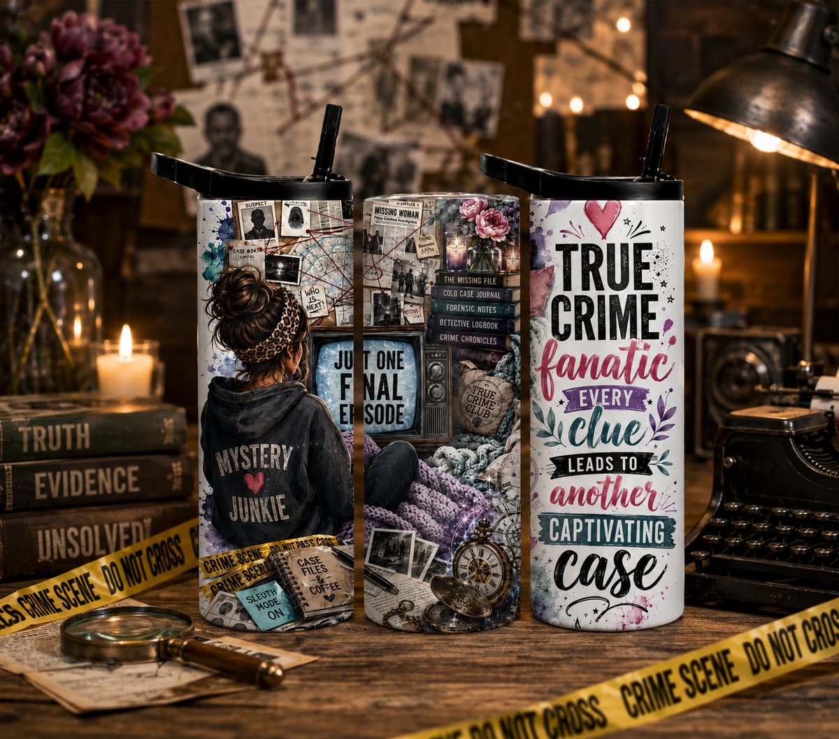 True Crime Fanatic 20oz Tumbler, Mystery Lover Detective Gift
