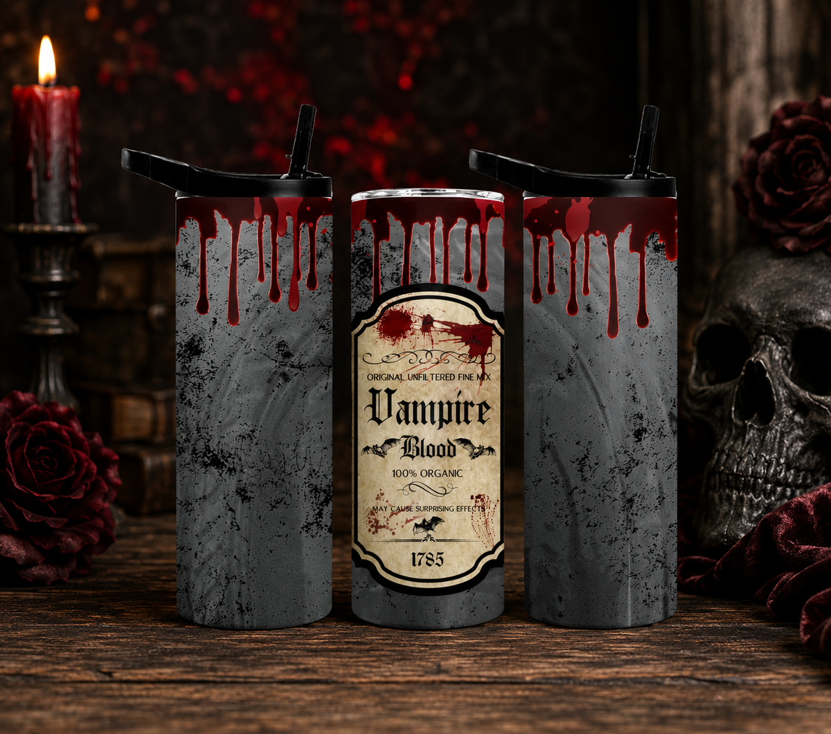 Vampire Blood Halloween Tumbler, Gothic Horror 20oz Insulated Cup