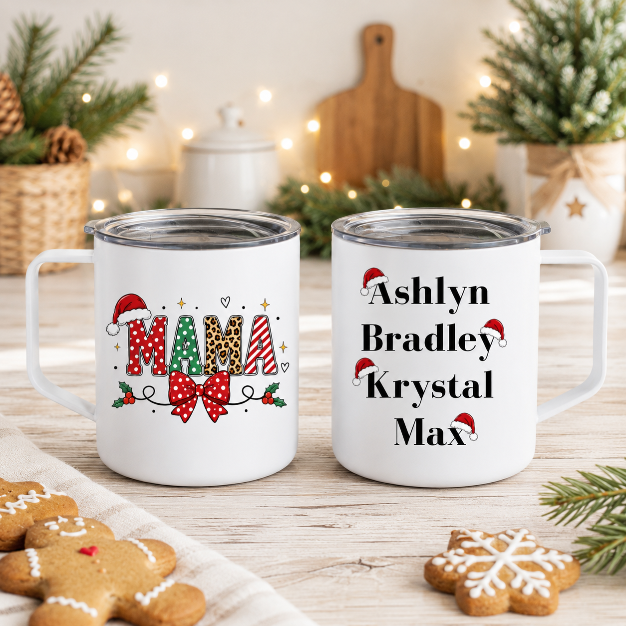 Personalized Mama Christmas Mug with Kids’ Names – 12 oz Camper Mug