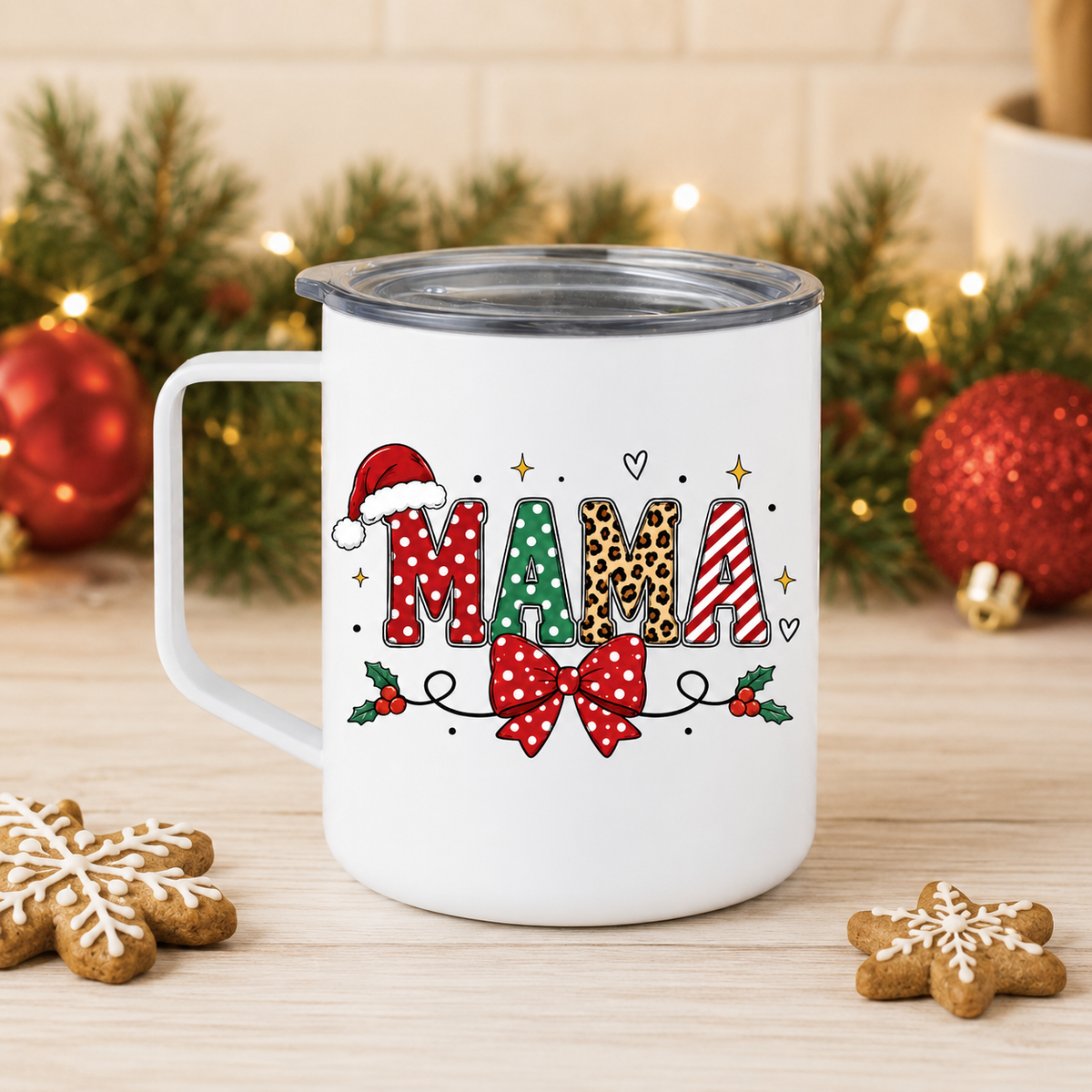 Personalized Mama Christmas Mug with Kids’ Names – 12 oz Camper Mug
