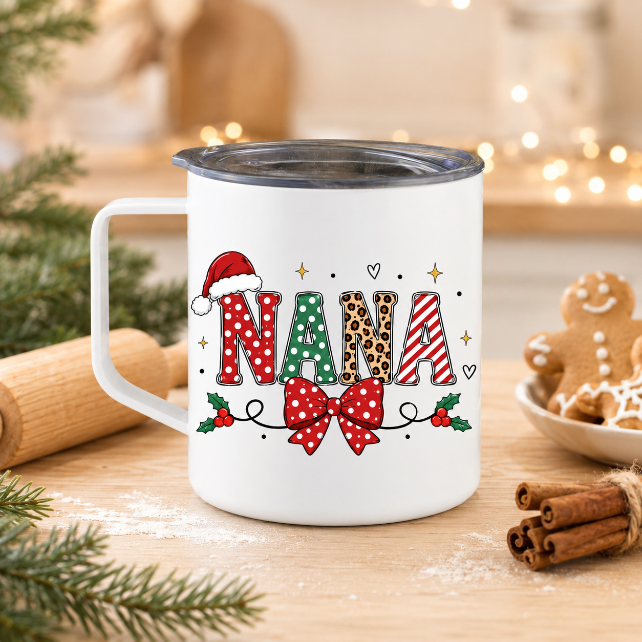 Personalized Mama Christmas Mug with Kids’ Names – 12 oz Camper Mug