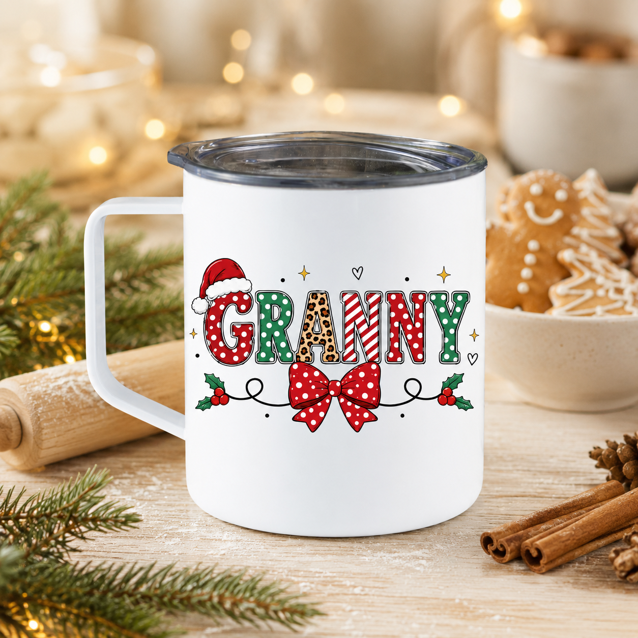 Personalized Mama Christmas Mug with Kids’ Names – 12 oz Camper Mug